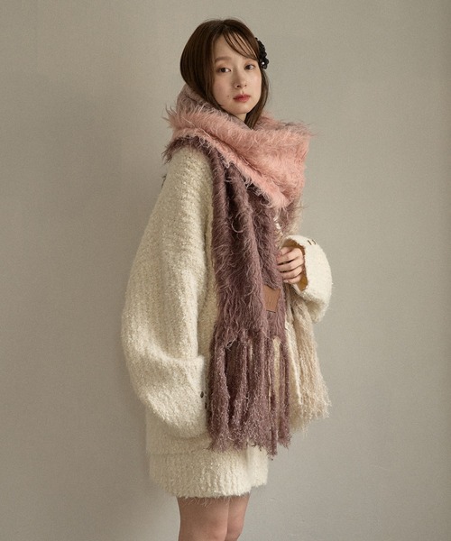 mideal(マイディール)の「original pattern shaggy muffler / オリジナルパターンシャギーマフラー(マフラー・レディース・イエロー/ブルー/ピンク/ボルドー・FREE)」の17枚目の写真