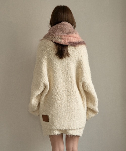 mideal(マイディール)の「original pattern shaggy muffler / オリジナルパターンシャギーマフラー(マフラー・レディース・イエロー/ブルー/ピンク/ボルドー・FREE)」の18枚目の写真
