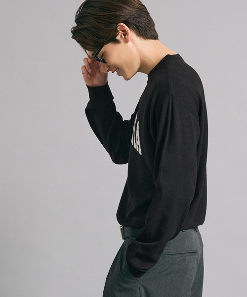 coca（coca）（コカ）の「クルーネックロゴニットトップス（ニット/セーター・メンズ・ブラック/ライトグレー・L/M/XL）」の4枚目の写真