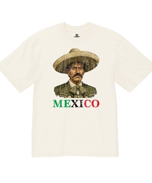 Ol' Basics(オールベーシックス)の「Ol' Basics(オール・ベーシックス) 半袖Tシャツ ヴィンテージライク バイオウォッシュ エミリアーノ・サパタ ひび割れ クラックプリント Tシャツ 半袖 トップス カットソー アメカジ カジュアル メンズ レディース ユニセックス(Tシャツ/カットソー・メンズ・ブラック系/イエロー系/ネイビー/ホワイト/グリーン/ベージュ系・XXL/XL/L/M)」の1枚目の写真