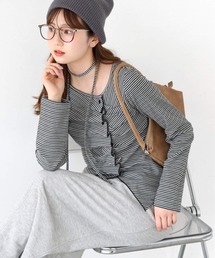 tiptop | チョーカー付き前ギャザーロンT(Tシャツ/カットソー)
