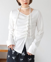 tiptop | チョーカー付き前ギャザーロンT(Tシャツ/カットソー)