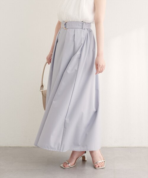 natural couture（ナチュラルクチュール）の「ウエストベルト付きタックスカート（スカート・レディース・チェック/ベージュ/ネイビー/サックスブルー・FREE）」の6枚目の写真