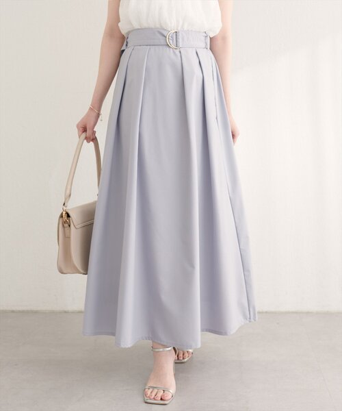 natural couture（ナチュラルクチュール）の「ウエストベルト付きタックスカート（スカート・レディース・チェック/ベージュ/ネイビー/サックスブルー・FREE）」の7枚目の写真