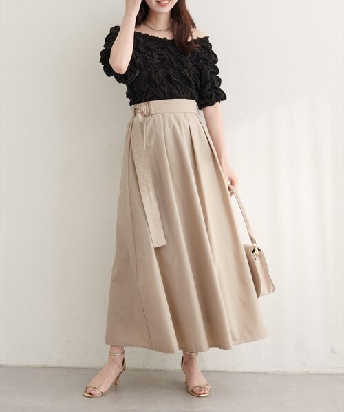 natural couture（ナチュラルクチュール）の「ウエストベルト付きタックスカート（スカート・レディース・チェック/ベージュ/ネイビー/サックスブルー・FREE）」の15枚目の写真