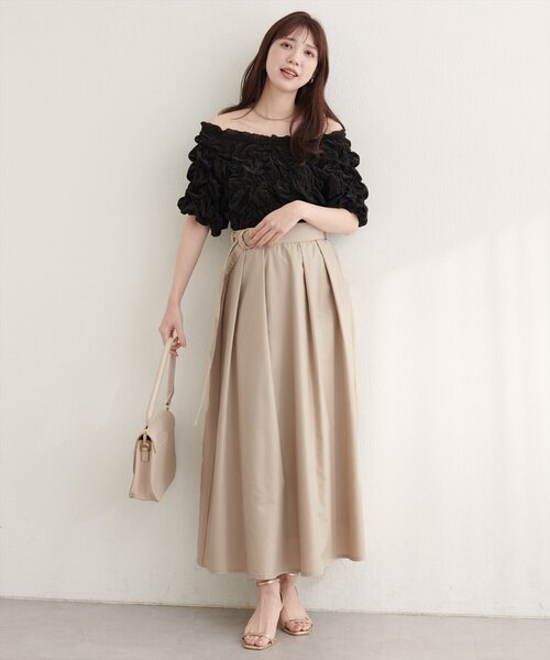 natural couture（ナチュラルクチュール）の「ウエストベルト付きタックスカート（スカート・レディース・チェック/ベージュ/ネイビー/サックスブルー・FREE）」の16枚目の写真
