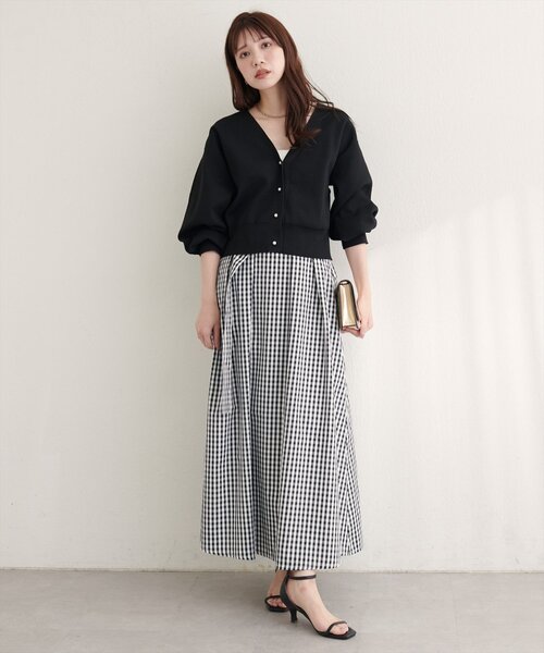 natural couture（ナチュラルクチュール）の「ウエストベルト付きタックスカート（スカート・レディース・チェック/ベージュ/ネイビー/サックスブルー・FREE）」の20枚目の写真