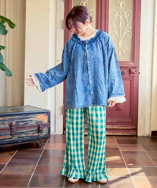 MARKEY'S(マーキーズ)の「フリルポイントカットソー/おとな(Tシャツ/カットソー・レディース・ラベンダー/ブラック/オフホワイト・160)」の12枚目の写真