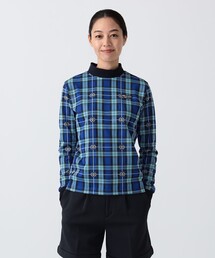 PURPLE LABEL / エンブレムチェック モックネック ロングスリーブ シャツ(吸水速乾)