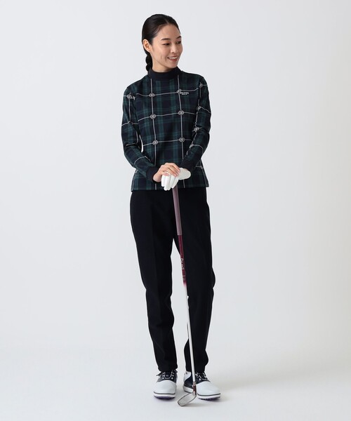 BEAMS GOLF（ビームスゴルフ）の「PURPLE LABEL / エンブレムチェック モックネック ロングスリーブ シャツ（吸水速乾）（Tシャツ/カットソー・レディース・その他/ブルー・MEDIUM/LARGE）」の3枚目の写真