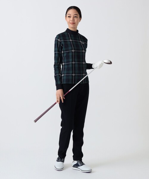 BEAMS GOLF（ビームスゴルフ）の「PURPLE LABEL / エンブレムチェック モックネック ロングスリーブ シャツ（吸水速乾）（Tシャツ/カットソー・レディース・その他/ブルー・MEDIUM/LARGE）」の4枚目の写真