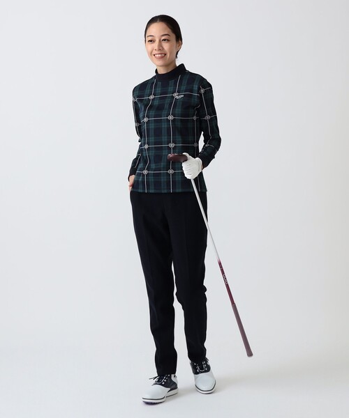 BEAMS GOLF（ビームスゴルフ）の「PURPLE LABEL / エンブレムチェック モックネック ロングスリーブ シャツ（吸水速乾）（Tシャツ/カットソー・レディース・その他/ブルー・MEDIUM/LARGE）」の5枚目の写真
