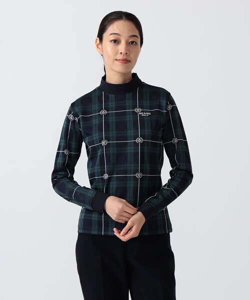 BEAMS GOLF（ビームスゴルフ）の「PURPLE LABEL / エンブレムチェック モックネック ロングスリーブ シャツ（吸水速乾）（Tシャツ/カットソー・レディース・その他/ブルー・MEDIUM/LARGE）」の6枚目の写真