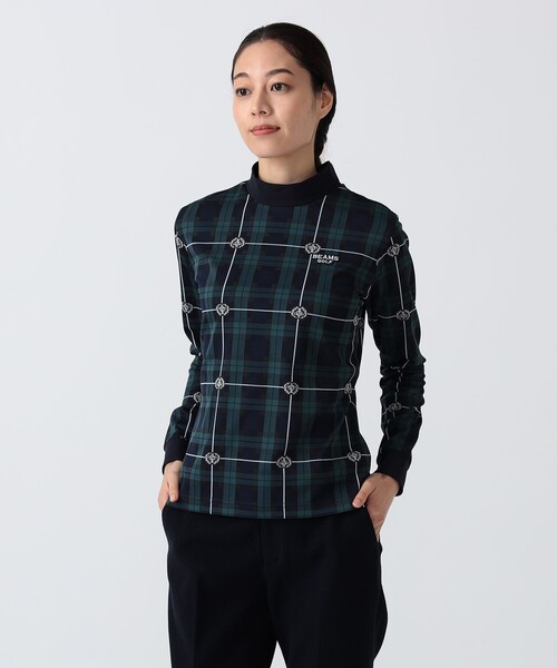 BEAMS GOLF（ビームスゴルフ）の「PURPLE LABEL / エンブレムチェック モックネック ロングスリーブ シャツ（吸水速乾）（Tシャツ/カットソー・レディース・その他/ブルー・MEDIUM/LARGE）」の7枚目の写真