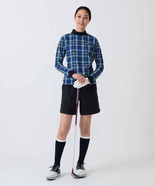 BEAMS GOLF（ビームスゴルフ）の「PURPLE LABEL / エンブレムチェック モックネック ロングスリーブ シャツ（吸水速乾）（Tシャツ/カットソー・レディース・その他/ブルー・MEDIUM/LARGE）」の12枚目の写真