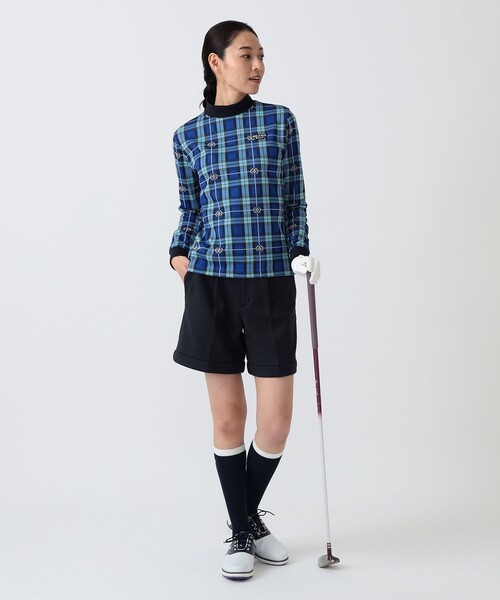 BEAMS GOLF（ビームスゴルフ）の「PURPLE LABEL / エンブレムチェック モックネック ロングスリーブ シャツ（吸水速乾）（Tシャツ/カットソー・レディース・その他/ブルー・MEDIUM/LARGE）」の13枚目の写真