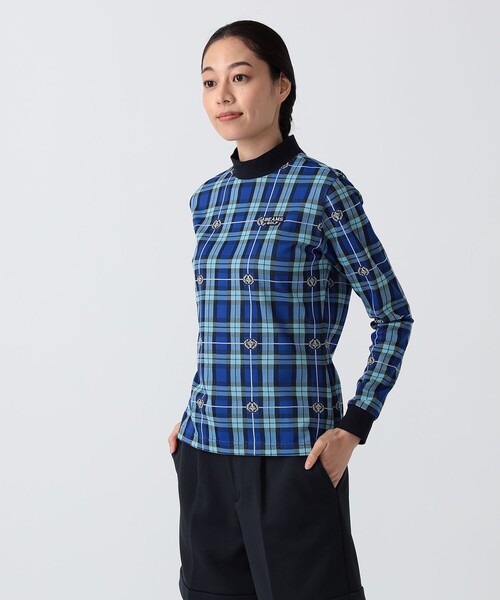BEAMS GOLF（ビームスゴルフ）の「PURPLE LABEL / エンブレムチェック モックネック ロングスリーブ シャツ（吸水速乾）（Tシャツ/カットソー・レディース・その他/ブルー・MEDIUM/LARGE）」の14枚目の写真