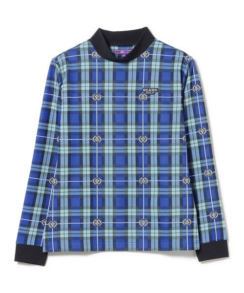 BEAMS GOLF（ビームスゴルフ）の「PURPLE LABEL / エンブレムチェック モックネック ロングスリーブ シャツ（吸水速乾）（Tシャツ/カットソー・レディース・その他/ブルー・MEDIUM/LARGE）」の16枚目の写真