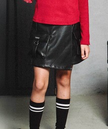 nexchic（ネクシック）の「カーゴポケットフェイクレザースカパン(110~150cm)（スカート）」