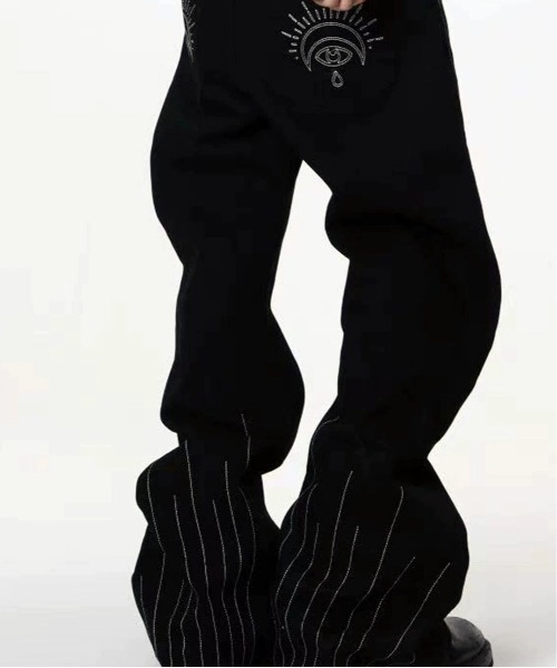 DOUBLE STEAL(ダブルスティール)の「DS刺繍デザインワイドデニムパンツ(デニムパンツ・メンズ・ブラック・X-LARGE/LARGE/MEDIUM/SMALL)」の3枚目の写真