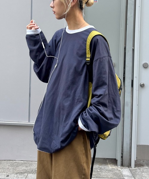 CIAOPANIC TYPY(チャオパニックティピー)の「ダブルフェイスリバーシブルロンTEE(Tシャツ/カットソー・メンズ・ネイビー/カーキ/ブラウン・LARGE/MEDIUM)」の3枚目の写真