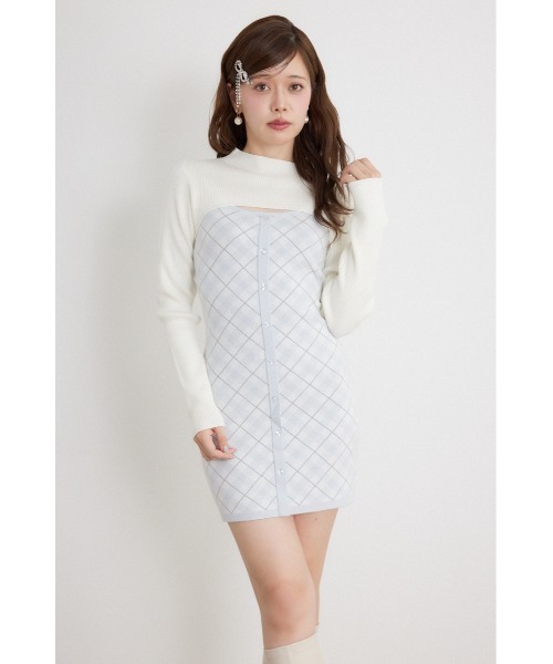 rienda(リエンダ)の「【AW先行アイテム】ハイネックニットセットジャガードミニワンピース 秋服 冬服(ワンピース・レディース・ブラウン/ブラック/ホワイト・FREE)」の2枚目の写真