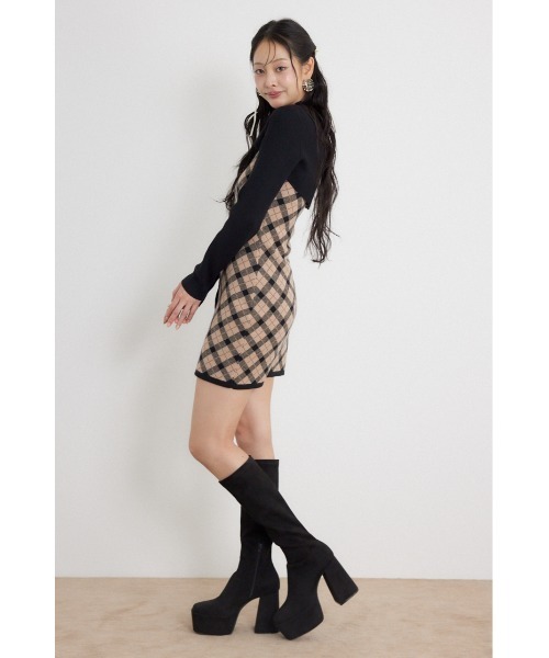 rienda(リエンダ)の「【AW先行アイテム】ハイネックニットセットジャガードミニワンピース 秋服 冬服(ワンピース・レディース・ブラウン/ブラック/ホワイト・FREE)」の5枚目の写真