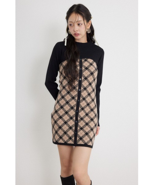 rienda(リエンダ)の「【AW先行アイテム】ハイネックニットセットジャガードミニワンピース 秋服 冬服(ワンピース・レディース・ブラウン/ブラック/ホワイト・FREE)」の7枚目の写真