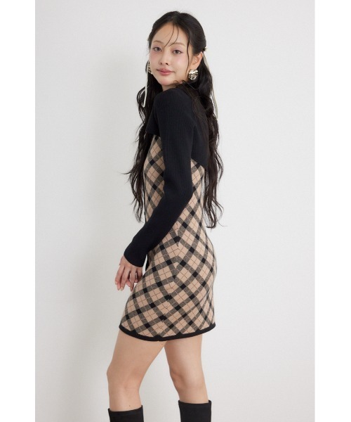 rienda(リエンダ)の「【AW先行アイテム】ハイネックニットセットジャガードミニワンピース 秋服 冬服(ワンピース・レディース・ブラウン/ブラック/ホワイト・FREE)」の8枚目の写真