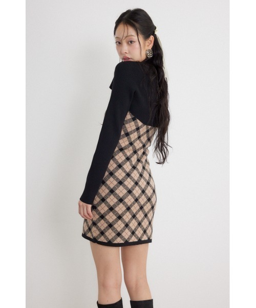 rienda(リエンダ)の「【AW先行アイテム】ハイネックニットセットジャガードミニワンピース 秋服 冬服(ワンピース・レディース・ブラウン/ブラック/ホワイト・FREE)」の9枚目の写真