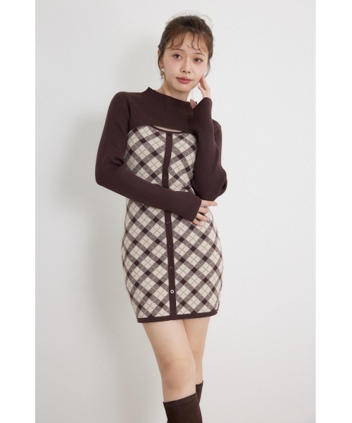 rienda(リエンダ)の「【AW先行アイテム】ハイネックニットセットジャガードミニワンピース 秋服 冬服(ワンピース・レディース・ブラウン/ブラック/ホワイト・FREE)」の19枚目の写真