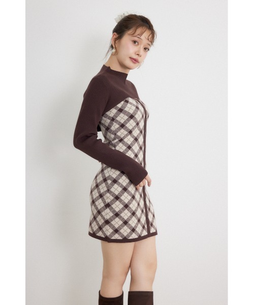 rienda(リエンダ)の「【AW先行アイテム】ハイネックニットセットジャガードミニワンピース 秋服 冬服(ワンピース・レディース・ブラウン/ブラック/ホワイト・FREE)」の21枚目の写真