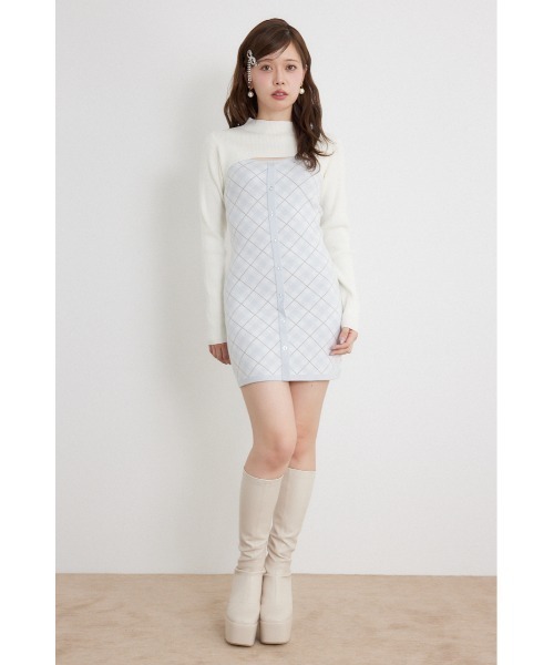 rienda(リエンダ)の「【AW先行アイテム】ハイネックニットセットジャガードミニワンピース 秋服 冬服(ワンピース・レディース・ブラウン/ブラック/ホワイト・FREE)」の11枚目の写真