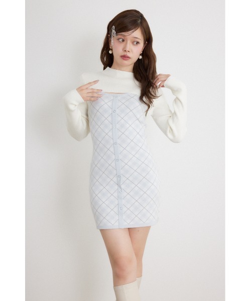 rienda(リエンダ)の「【AW先行アイテム】ハイネックニットセットジャガードミニワンピース 秋服 冬服(ワンピース・レディース・ブラウン/ブラック/ホワイト・FREE)」の14枚目の写真