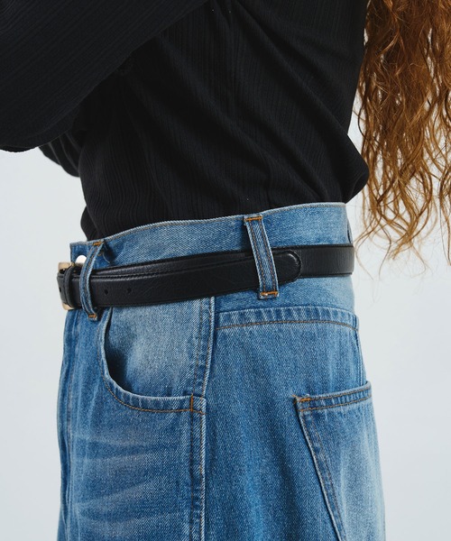 ROSE BUD(ローズバッド)の「LEATHER BELT(ベルト・レディース・ブラック・ONE SIZE)」の2枚目の写真