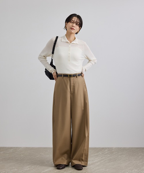 SALON adam et rope'(サロン アダム エ ロペ)の「シアーアイレットマルチWAYタートルプルオーバー(Tシャツ/カットソー・レディース・ブラック/オフホワイト/サックスブルー・FREE)」の21枚目の写真