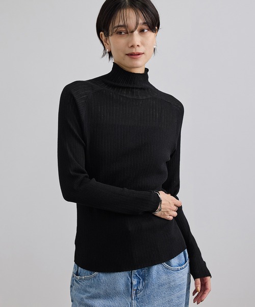 SALON adam et rope'(サロン アダム エ ロペ)の「シアーアイレットマルチWAYタートルプルオーバー(Tシャツ/カットソー・レディース・ブラック/オフホワイト/サックスブルー・FREE)」の20枚目の写真