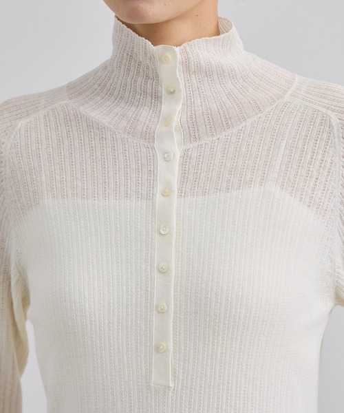 SALON adam et rope'(サロン アダム エ ロペ)の「シアーアイレットマルチWAYタートルプルオーバー(Tシャツ/カットソー・レディース・ブラック/オフホワイト/サックスブルー・FREE)」の8枚目の写真