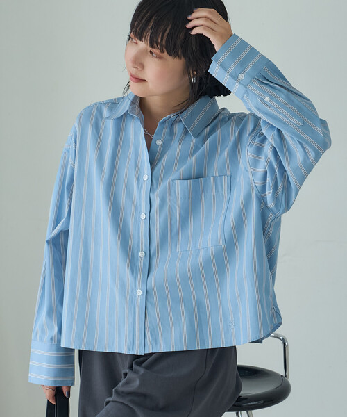 FREAK'S STORE（フリークスストア）の「ワンポイント刺繍シャツ（シャツ/ブラウス・レディース・ネイビー/ホワイト/ナチュラル/ブルー・ﾌﾘ-）」の3枚目の写真