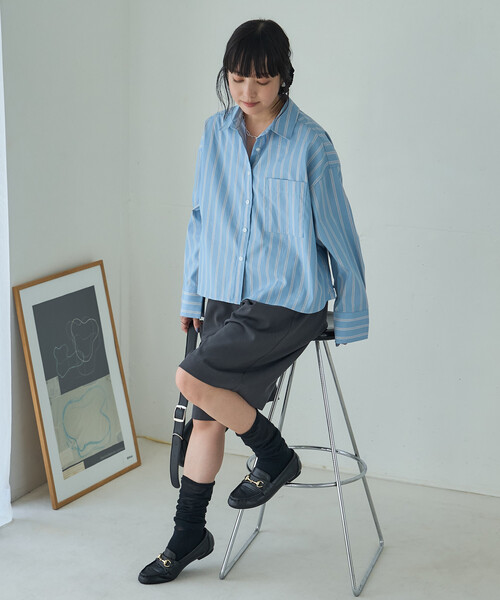 FREAK'S STORE（フリークスストア）の「ワンポイント刺繍シャツ（シャツ/ブラウス・レディース・ネイビー/ホワイト/ナチュラル/ブルー・ﾌﾘ-）」の5枚目の写真