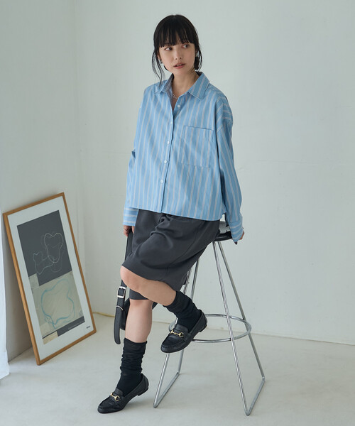 FREAK'S STORE（フリークスストア）の「ワンポイント刺繍シャツ（シャツ/ブラウス・レディース・ネイビー/ホワイト/ナチュラル/ブルー・ﾌﾘ-）」の6枚目の写真