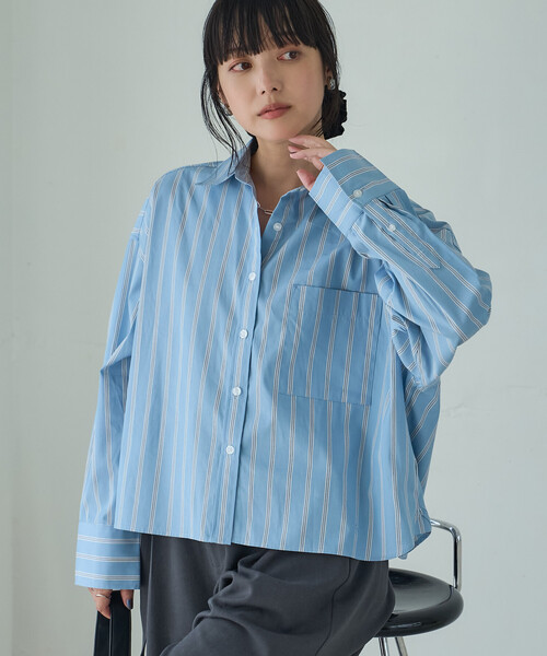 FREAK'S STORE（フリークスストア）の「ワンポイント刺繍シャツ（シャツ/ブラウス・レディース・ネイビー/ホワイト/ナチュラル/ブルー・ﾌﾘ-）」の7枚目の写真