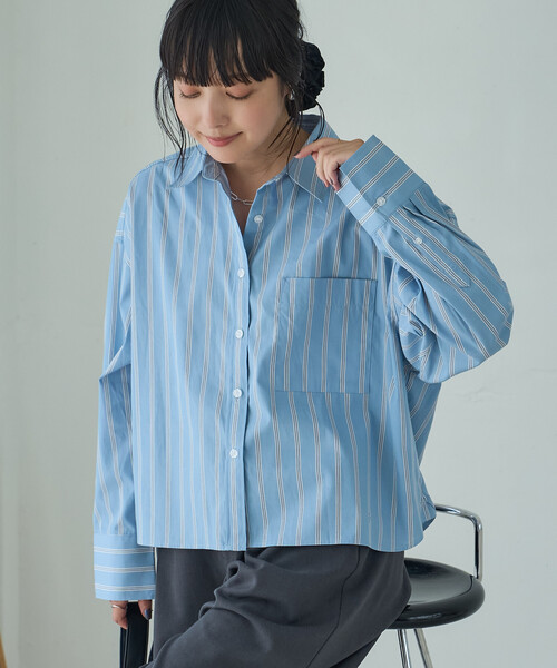 FREAK'S STORE（フリークスストア）の「ワンポイント刺繍シャツ（シャツ/ブラウス・レディース・ネイビー/ホワイト/ナチュラル/ブルー・ﾌﾘ-）」の8枚目の写真