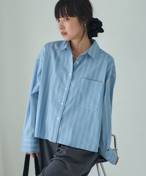 FREAK'S STORE（フリークスストア）の「ワンポイント刺繍シャツ（シャツ/ブラウス・レディース・ネイビー/ホワイト/ナチュラル/ブルー・ﾌﾘ-）」の10枚目の写真