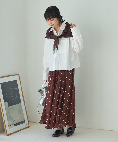 FREAK'S STORE（フリークスストア）の「ワンポイント刺繍シャツ（シャツ/ブラウス・レディース・ネイビー/ホワイト/ナチュラル/ブルー・ﾌﾘ-）」の15枚目の写真