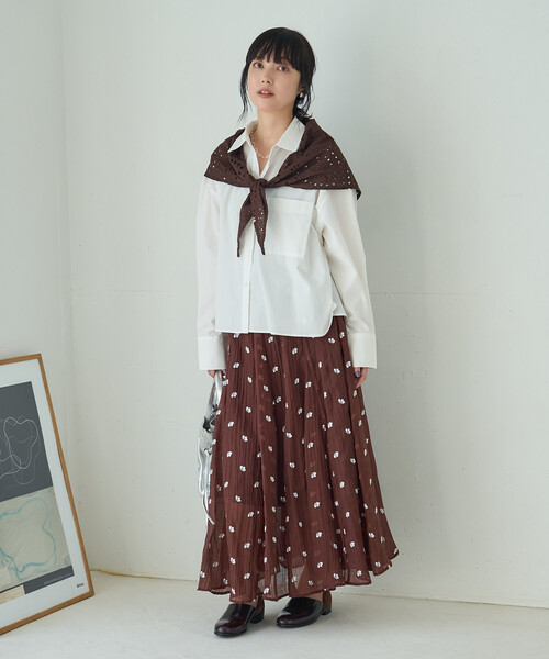 FREAK'S STORE（フリークスストア）の「ワンポイント刺繍シャツ（シャツ/ブラウス・レディース・ネイビー/ホワイト/ナチュラル/ブルー・ﾌﾘ-）」の18枚目の写真
