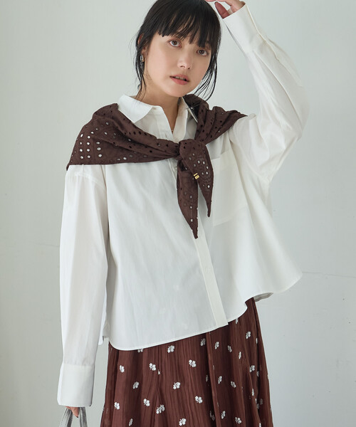 FREAK'S STORE（フリークスストア）の「ワンポイント刺繍シャツ（シャツ/ブラウス・レディース・ネイビー/ホワイト/ナチュラル/ブルー・ﾌﾘ-）」の19枚目の写真