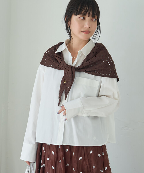 FREAK'S STORE（フリークスストア）の「ワンポイント刺繍シャツ（シャツ/ブラウス・レディース・ネイビー/ホワイト/ナチュラル/ブルー・ﾌﾘ-）」の20枚目の写真