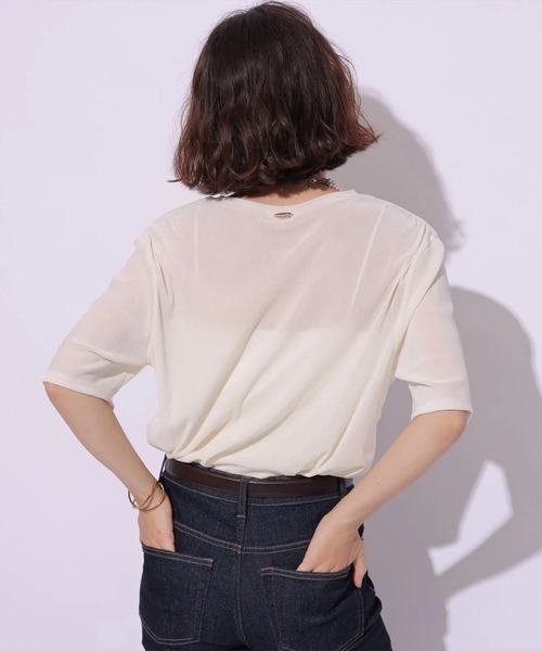 Arpege story（アルページュストーリー）の「ベロアＴシャツ（Tシャツ/カットソー・レディース・ブラック/オフホワイト/グレー・2）」の9枚目の写真