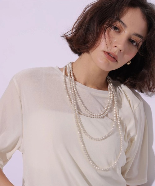 Arpege story（アルページュストーリー）の「ベロアＴシャツ（Tシャツ/カットソー・レディース・ブラック/オフホワイト/グレー・2）」の8枚目の写真